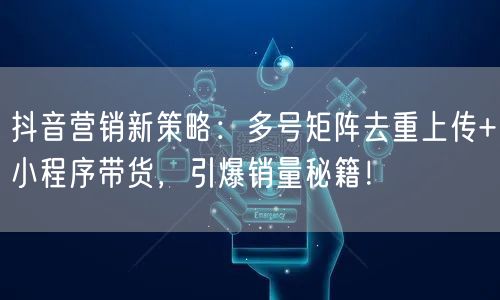 抖音营销新策略：多号矩阵去重上传+小程序带货，引爆销量秘籍！(图1)